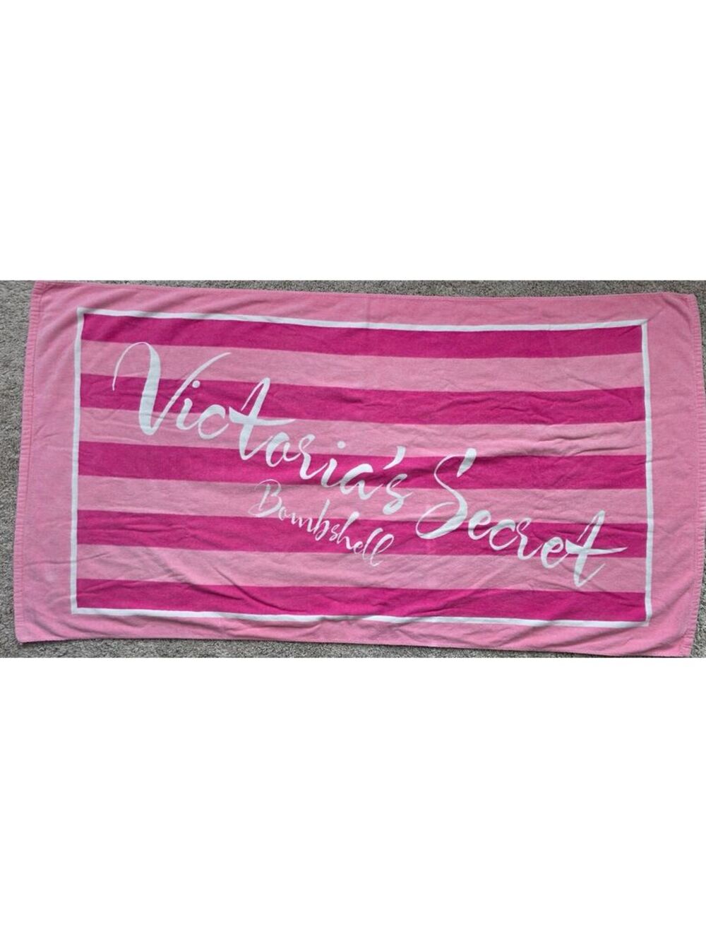 2011 Victoria’s Secret Bombshell Beach Towel Pink Striped Cotton Y2K 66x34